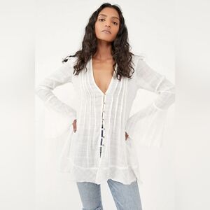 Free People Greta Gauze Top, Color Ivory Size XS-TP